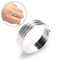 Copper Magnetic Therapy Ring - Magnetic Ring Copper Arthritis Aid Therapy Pain Healing Health Adjustable Size (Silver)