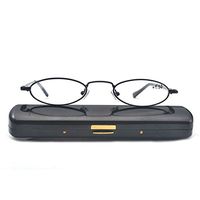 MINCL/Ultra - light portable reading glasses men and women metal reading glasses with case 44mm (black, 2.5)