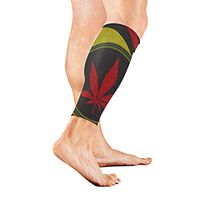 Calf Guard Sleeves Rasta Colorful Hemp Leaves Sports Calves Guards Sleeves for Running, Basketball, Baseball, Football