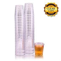 Fete Clear Hard Plastic Shot Glasses 50 Count, 1 Ounce, Reusable and Disposable Shot Cups Perfect Party and Sampling Cups for Drinks, Tastings, Sauces, Dips, Finger Foods, and Jelly Shooters (50)