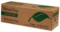 Natur-Bag Large Food Waste Compostable Bags - 13 Gallon, 12 Bags