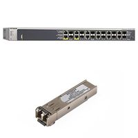 NETGEAR ProSAFE M4100-12GF 12-Port Fiber SFP Managed Switch with Routing and PoE+ (GSM7212F-100NES) & NETGEAR AGM731F - Fiber 1000BASE-SX SFP GBIC Module Bundle
