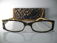 Foster Grant Layla Womens Gold & Black Reading Glasses w/Case +2.50 Free Hard CASE + Microfiber Cloth