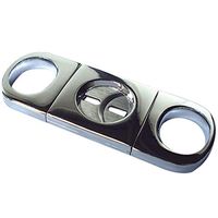 Prestige Import Group - Heavy Body Etched Guillotine Double Blade Cigar Cutter - Up to 62 Ring Gauge - Color: Silver Chrome Plated