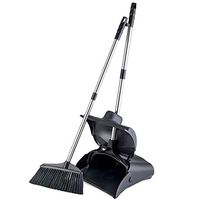 WEIFAN CAI- Broom Set Dustpan and Brush Sets Sweeping Dust Large Capacity Soft Dust-Proof Wind Resistant Durable (Black, 98.5x32cm)