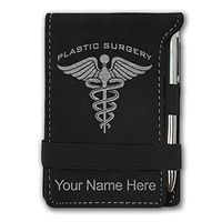 Mini Notepad, Plastic Surgery, Personalized Engraving Included (Black with Silver)