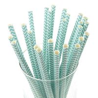 Homeford Firefly Imports Chevron Paper Straws, 7-3/4-Inch, 25-Pack, Light Blue, 7-3/4"