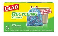 Glad Tall Kitchen Drawstring Recycling Bags - 13 Gallon Blue Trash Bag - 45 Count