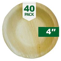 Palm Naki Round Palm Leaf Bowls (40 Count) - Disposable Dinnerware, Compostable and Biodegradable Bowls (4" Bowls)