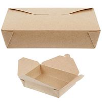 MM Foodservice Disposable Paper Take Out Boxes, Microwavable Take Out Containers, Leak and Grease Resistant Carryout, Takeout Food Box, 7 3/4 x 5 1/2 x 2 Inch, 49-Ounce Capacity (Kraft, 40)