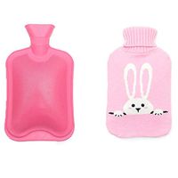 1 Liter Hot Water Bottle with Pink Cover