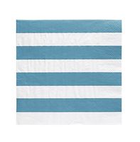 Pack of 20 Cabana Stripe Luncheon Size Paper Napkin Aqua Turqouise 6.5" x 6.5"