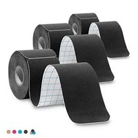 3-Pack Kinesiology Tape Pro Athletic Sports. Knee, Ankle, Muscle, Kinetic Sport Dynamic, Physical Therapy. Strong-Rock Breathable h2o Resist Cotton.Roll,pre-Cut 10 in Strip - Black