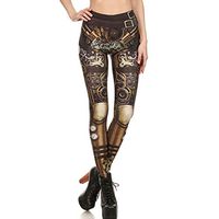 Meikosks Womens Digital Printed Bottom Pants Elastic Yoga Tights Gothic Leggings Workout Pants Gold