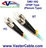 ST - FC OM3 10G Aqua Multimode 50/125 Duplex PLENUM (OFNP) Fiber Patch Cable - 1 Meter