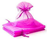 Creative Organza Bags 100 Pcs 5x7 inches Dark Hot Pink Sheer Mesh Gift Bag with Drawstring Perfect for Weddings, Party Favors, Candy, Jewelry, Makeup, Cosmetics, Bathroom Soaps Pouches, DIY Craft
