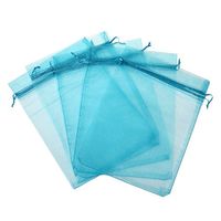 KUPOO Lot of 50 7" x 9"Drawstring Organza Pouch Strong Wedding Favor Gift Candy Bag (Turquoise)