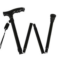 YULAN 5 Section Folding Walker Cane Aluminum Alloy Multi-Function Telescopic Adjustment Anti-Slip Old Cane 2 Color (Color : Black)