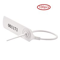 Pull-tite Security Seal Tamper Resistant Tags Plastic Padlock Sign Ties Numbered 100 Pieces/Bag (White, 100pcs)