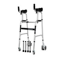 Standard Walkers Folding Adjustable Height Compact Lightweight with"4" Wheels, Durable Plastic Handles Lightweight Portable for Seniors