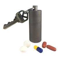 Titanium Medium Single Chamber Waterproof, Airtight, Corrosion Resistant Keychain Pill Fob Storage Container Case (Matte)