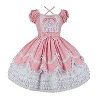 LONGDAY 1950s Bow Belt Vintage Classical Casual Party Swing A-line Tea Picnic Shirt Lolita Dress Lace Medieval Costume