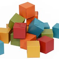 20 Vintage Mini Gift Boxes 2x2x2 for Wedding Ring Jewelry Candy Party Favor Baby Shower - Pearlescent Paper in Assorted Colored (Gold Red Blue Green Orange)