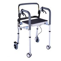XIHAA Lightweight Folding Elderly Walker, Height Adjustable Folding Aluminum Alloy With Brake Pulley Disabled Person Walking Rehabilitation Equipment Bathroom Bath Chair(Dual Wheeled)