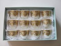 porcelain White Arabian Cups with Golden Decoration [4894420118867] (one Dozen)