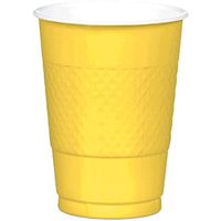 amscan Sunshine Yellow Plastic Cups | 16 oz. | Party Supply | 200 ct.