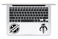 FocEnterprises® BOBA FETT"S CHEST AMOR MANDALORIAN SYMBOL AND BOBA FETT"S MANDALORIAN SKULL SYMBOL STAR WARS TRACKPAD / KEYPAD / PALM REST VINYL DECAL STICKER FOR MACBOOK NOTEBOOK LAPTOP