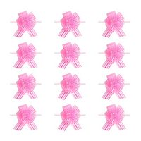 SUPVOX 12pcs Gift Pull Bows Gift Wrap Bows for Christmas Wedding Party Pink