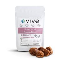 Vive Superfood Cookie Bites Healthy Snacks 12 Pouches, 1.6 oz, Real Food, Gluten Free, Vegan, Low Sugar (Chocolate Peanut Butter)