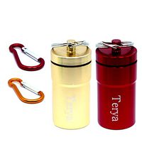 Waterproof Pill Case Pill Holders Keychain Pill Container Terya Pill Dispenser Metal Box Pill Dispenser (2.5 in) (Golden & Red)