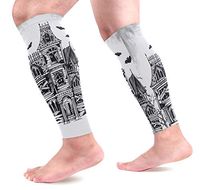 LEVEIS Halloween Haunted House Calf Compression Sleeves 1 Pair, Leg Performance Support for Shin Splint Calf Pain Relief Men & Women Guards Sleeves for Running Cycling