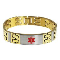 My Identity Doctor - Mens Medical Alert Bracelet with Custom Engraving, 316L Steel Link.5 Inch Width - 6 Inches Wrist Size
