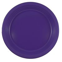 JAM PAPER Round Plastic Party Plates - Large - 10 1/4 inch - Purple - 20/Pack