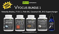VFOCUS Focus Supplements Bundle 1 - Velocity Brains, Velocity FOCI, Omega 3 Fish Oils, Coconut Oil Supplements, Velocity Charger B12
