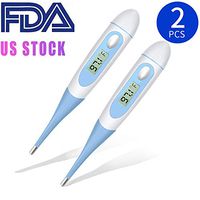 Digital Thermometer, Oral Rectal Underarm Thermometer Precision Thermometer Waterproof Basal Thermometer with Beeper and Memory for Baby, Child and Adult（2 Pcs）