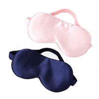 Silk Sleep Mask for Women, 2 Pack Soft Smooth Blindfold Eye Mask for Sleeping, Light Blocking Weighted Eye Mask Sleeping Mask with Carry Pouch(Pink/Navy Blue)
