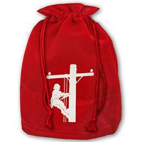 Watercress Jam Stylish Mini Drawstring Red Santa Sack Gift for Lineman Package Party Favor Bags for X-mas-13.8" W X 17.7" H