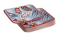 Americana Patriotic Flip Flop Sandals Square Paper Plates 9-Inch, 50 Count