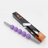 21" Massage Stick Roller, 5 Trigger Point Body Massage Ball, Perfect for Release of Deep Tissue Stress, Aches and Pains (purple)