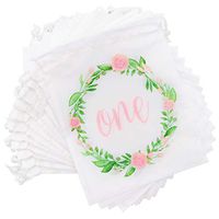 Floral 1st Birthday Party Favor Drawstring Bags (12 x 10 in, 12 Pack)