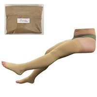 Presadee Thigh Open Toe 20-30 mmHg Firm Compression High Leg Swelling Stocking (Beige, S/M)