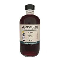 99.99+% Pure True Colloidal Gold – 250 mL of 100 ppm in Clear Glass Bottle w/phenolic Cap