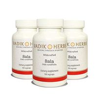 Certified Organic Vadik Herbs Bala (SIDA cordifolia) Powder 3 Bottles Capsules | Helps to Weight Loss, Asthma and Bronchitis