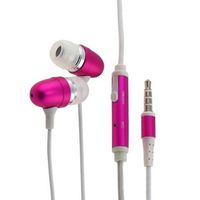 Importer520 Pink/Clear Universal 3.5mm in-Ear Stereo Headset w/On-Off & Mic for Coolpad Quattro 4G 5860E(Metro PCS)