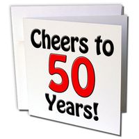 Cheers to 50 years. Red. - Greeting Cards, 6 x 6 inches, set of 12 (gc_193581_2)