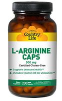 Country Life L-Arginine, 500 mg with B-6-200 Vegan Capsules